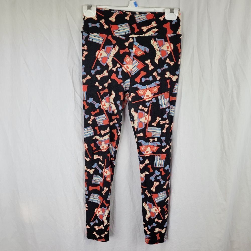 LuLaRoe Pitbull Puppy Celebrate‎ Freedom Leggings One Size Fits All